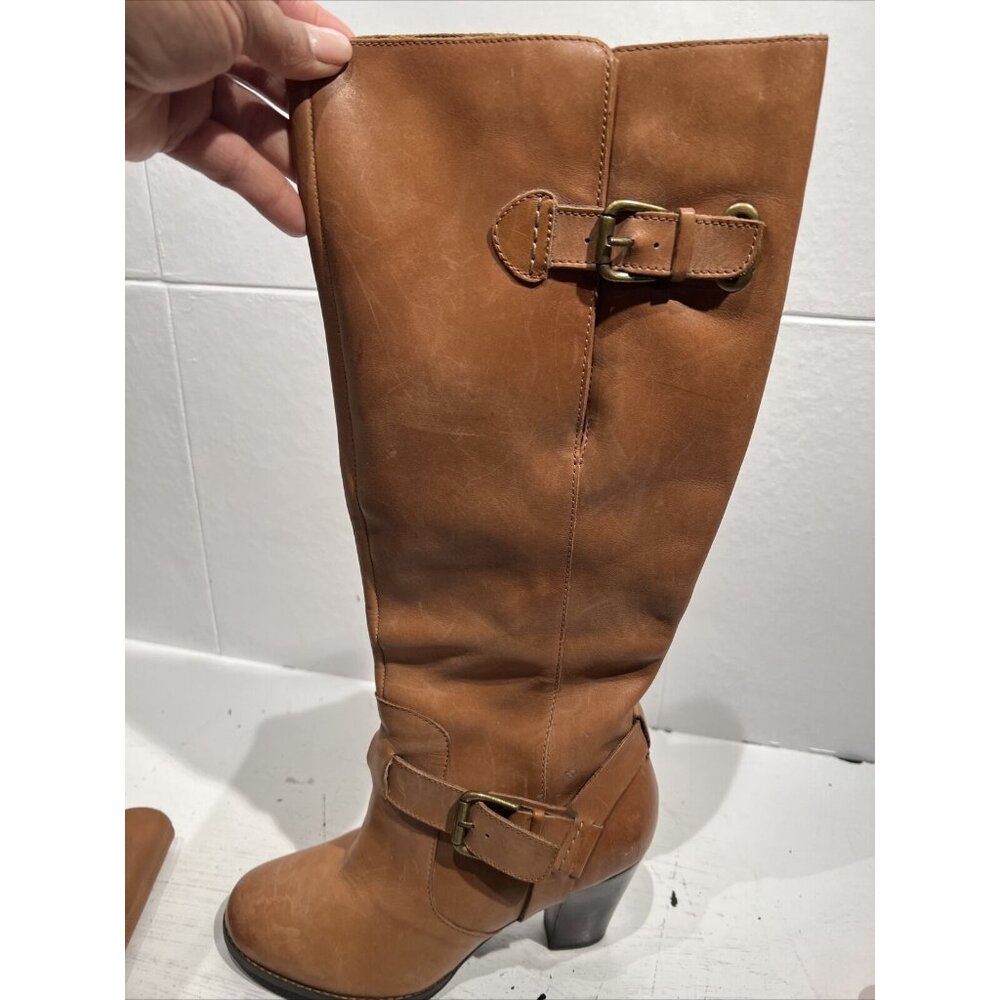 CLARKS 63088 Mission Brynn Womens Size 6.5 Brown Leather Knee‎ High Boots Bootie